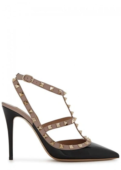 Shop Valentino Garavani Rockstud 100 Black Patent Leather Pumps