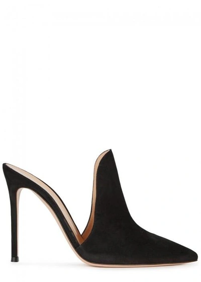 Shop Gianvito Rossi Aramis 105 Black Suede Mules