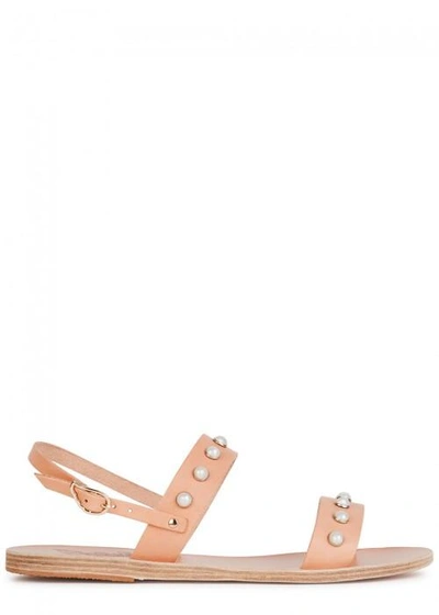 Shop Ancient Greek Sandals Clio Peach Leather Sandals In Natural