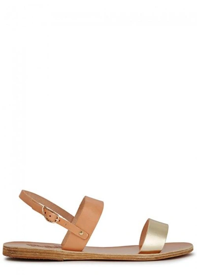 Shop Ancient Greek Sandals Clio Peach And Pale Gold Leather Sandals