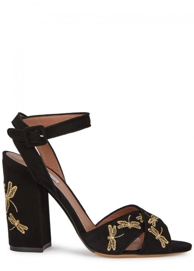 Shop Tabitha Simmons Connie Embroidered Suede Sandals In Black