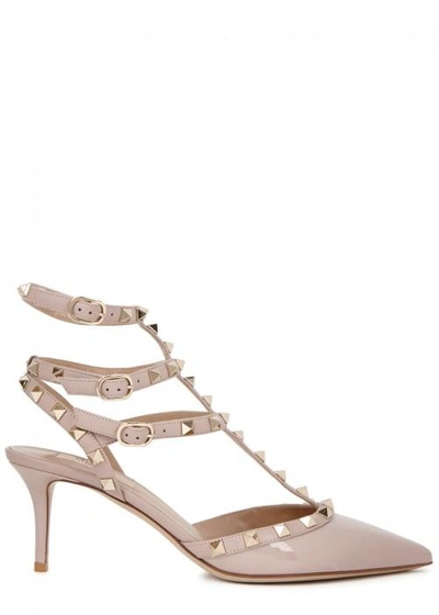 Shop Valentino Garavani Rockstud 65 Blush Patent Leather Pumps In Nude