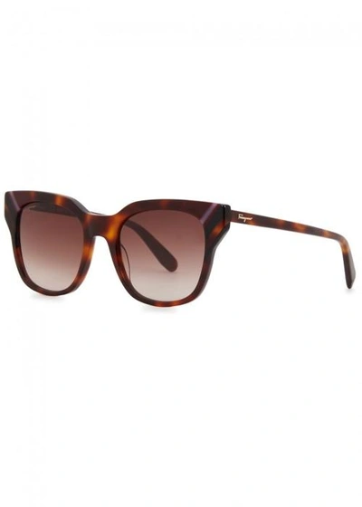 Shop Ferragamo Tortoiseshell Wayfarer-style Sunglasses