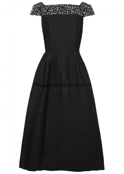 Shop Roland Mouret Hadleigh Crystal-embellished Dress In Black