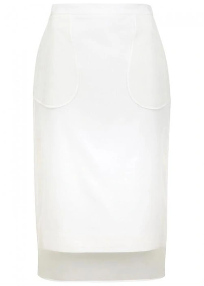 Shop Givenchy White Tulle-overlay Pencil Skirt