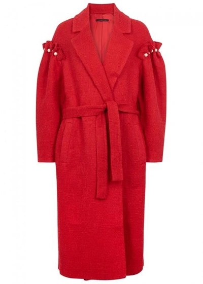 Shop Mother Of Pearl Webb Embellished Bouclé Tweed Coat In Red