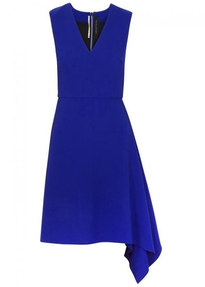 Shop Roland Mouret Aylsham Cobalt Asymmetric Dress In Blue