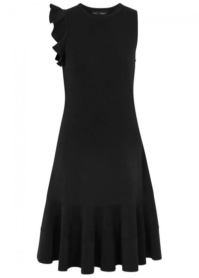 Shop Proenza Schouler Black Ruffle-trimmed Stretch-knit Dress