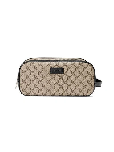 Shop Gucci Gg Supreme Toiletry Case In Neutrals