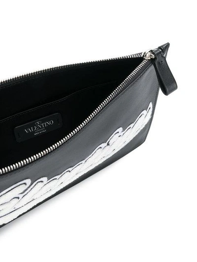 Shop Valentino Logo Appliqued Clutch In Black