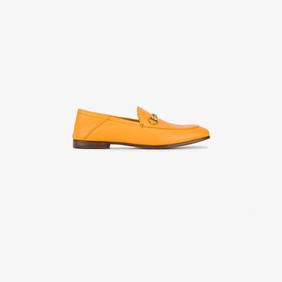 Shop Gucci Orange Brixton Leather Loafers In Yellow&orange