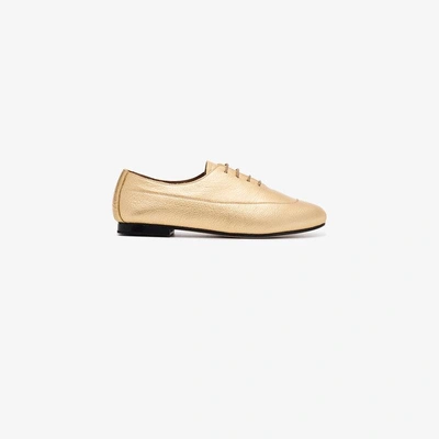 Shop Newbark Gold Charlie Leather Brogues In Metallic