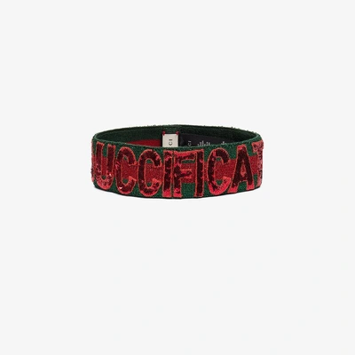 Shop Gucci Green And Red Sequin Fication Headband