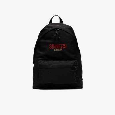 Shop Balenciaga Bal Explorer Sinners Backpack In Black