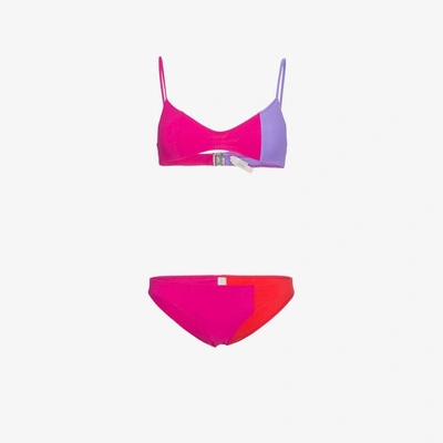 Shop Araks Elsa Tricolour Bikini In Pink/purple
