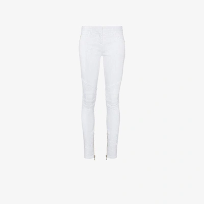 Shop Balmain White Mid Rise Skinny Jeans