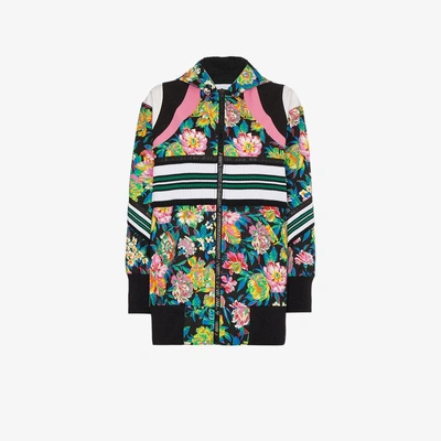 Shop Msgm Floral Hooded Bomber Jacket In Multicolour