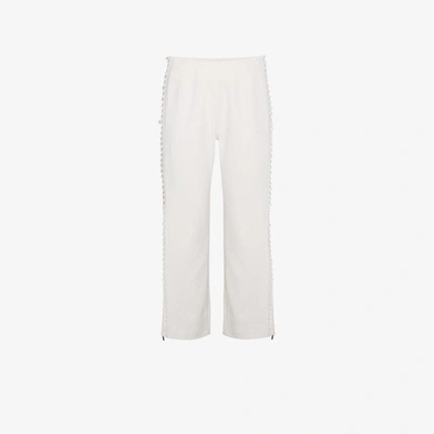 Shop Jonathan Simkhai Cropped Trousers With Side Laces In Nude&neutrals