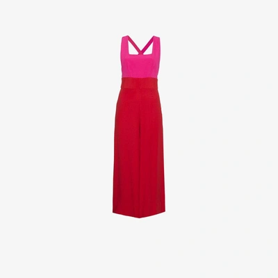 Shop Staud Joyce Cropped Jumpsuit In Red