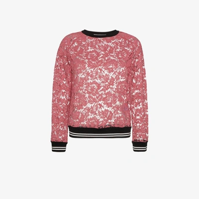 Shop Valentino Lace Top In Pink & Purple