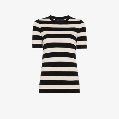 Shop Proenza Schouler Stripe Short Sleeve Crew Neck Top In Black