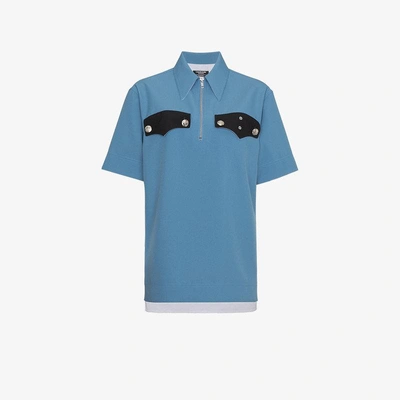 Shop Calvin Klein 205w39nyc Contrast Pocket Detail Zip Shirt In Blue