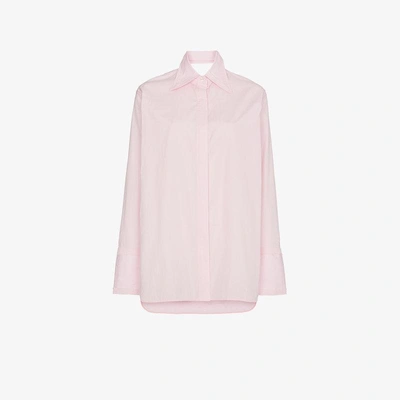 Shop Helmut Lang Classic Cutout Back Poplin Shirt In Pink&purple