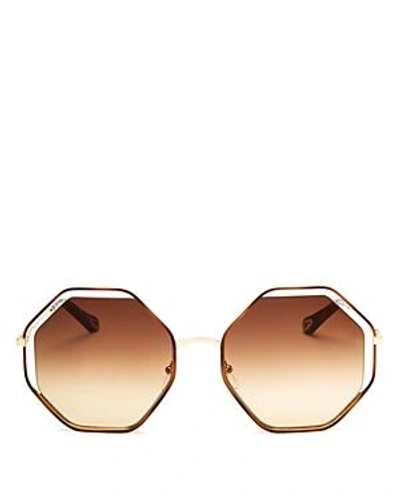 Shop Chloé Women's Poppy Geometric Octagonal Sunglasses, 58mm In Havana/brown Gradient