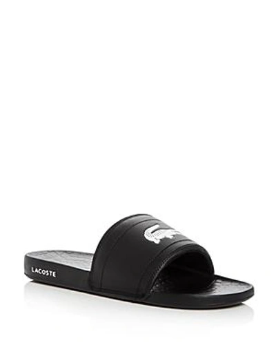 Shop Lacoste Men's Fraisier Slide Sandals In Black/white