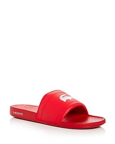 Shop Lacoste Men's Fraisier Slide Sandals In Red/white