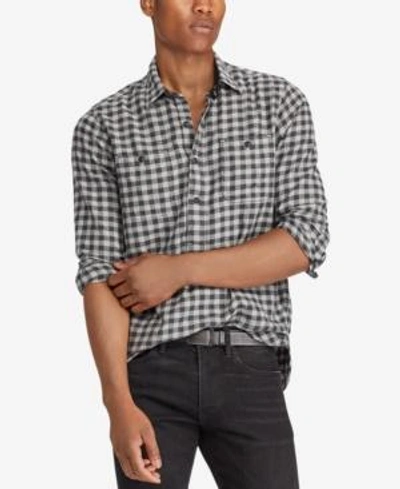 Shop Polo Ralph Lauren Men's Classic-fit Workshirt In Charcoal/llight Grey