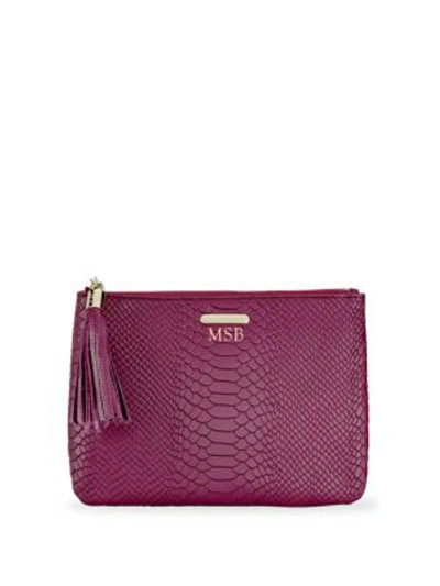 Shop Gigi New York All-in-one Python-embossed Leather Clutch In Mulberry