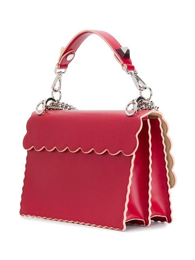 Shop Fendi Kan I Scalloped Shoulder Bag In Red