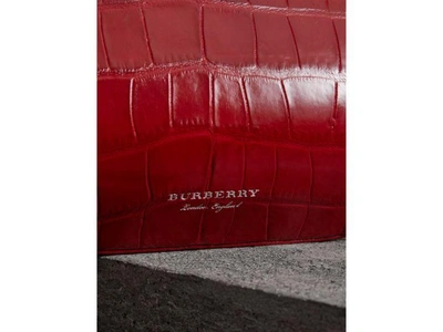 Shop Burberry Small Alligator Frame Bag In Bright Red