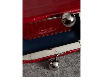 Shop Burberry Small Alligator Frame Bag In Bright Red
