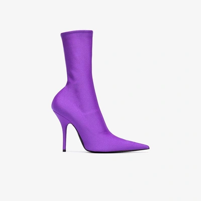 Shop Balenciaga 'knife 110' Stiefel In Socken-optik In Pink/purple