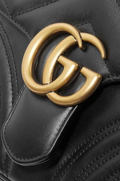 Gucci Gg Marmont Small Chevron Quilted Top-handle Bag With Chain Strap In Black