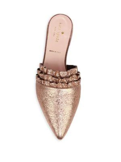 Shop Kate Spade Beatriz Leather Mules In Rose Gold