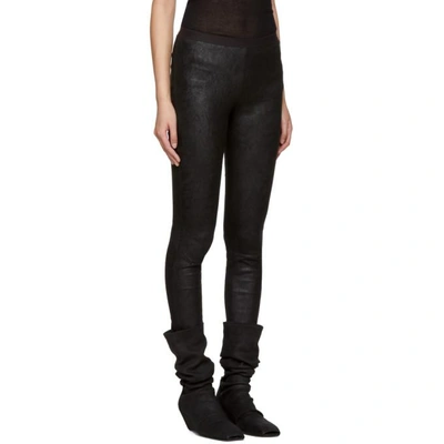 Shop Rick Owens Black Leather Leggings In 09 Black