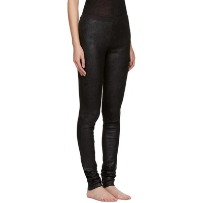 Shop Rick Owens Black Leather Leggings In 09 Black