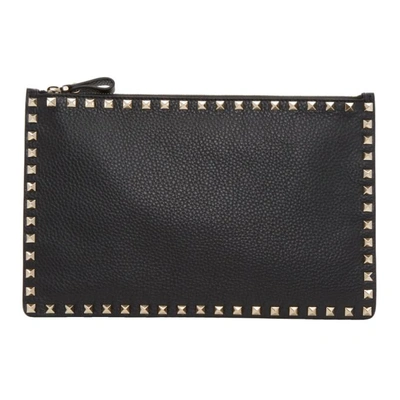 Shop Valentino Black  Garavani Rockstud Pouch