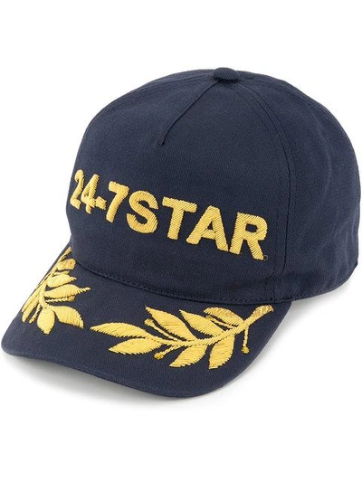Shop Dsquared2 24-7 Star Embroidered Baseball Cap In Blue