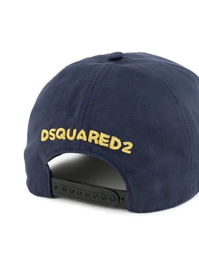 Shop Dsquared2 24-7 Star Embroidered Baseball Cap In Blue