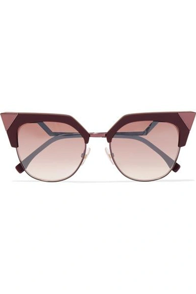 Shop Fendi Cat-eye Acetate And Metal Sunglasses In Burgundy