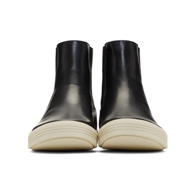 Shop Rick Owens Black And Off-white Mastodon Elastic Boots In 91 Blk Milk