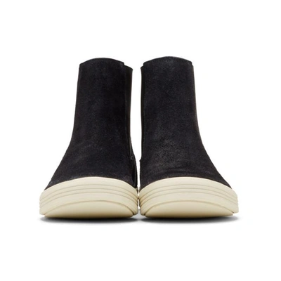 Black & Off-White Suede Mastodon Elastic Boots