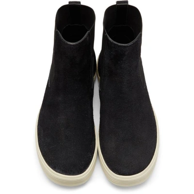 Shop Rick Owens Black And Off-white Suede Mastodon Elastic Boots In 591 Blk Mil