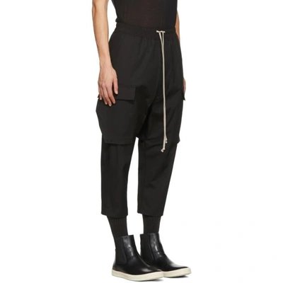 Shop Rick Owens Black Drawstring Cropped Cargo Pants In 09 Black