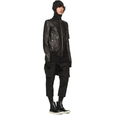 Shop Rick Owens Black Drawstring Cropped Cargo Pants In 09 Black