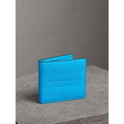 Genuine Burberry Logo Embossed Leather International Bifold Wallet Blue -  New